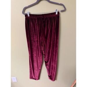 Carolyn Taylor Burgundy Velvet Pants Womens Medium Elastic Waist Stretchy